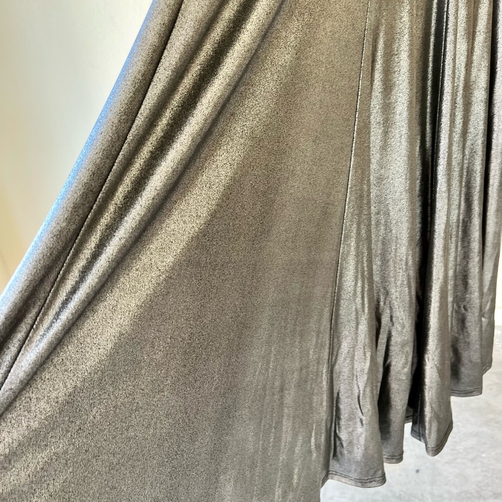 Lace top full length metallic gown with sequins embellishments
